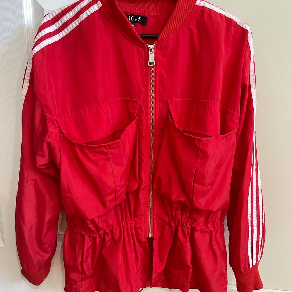 Fashion Nova red track jacket with adjustable waist